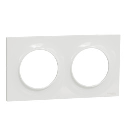 Schneider - Odace - Styl - Plaque 2 postes - entraxe 71 mm - Blanc - Réf : S520704