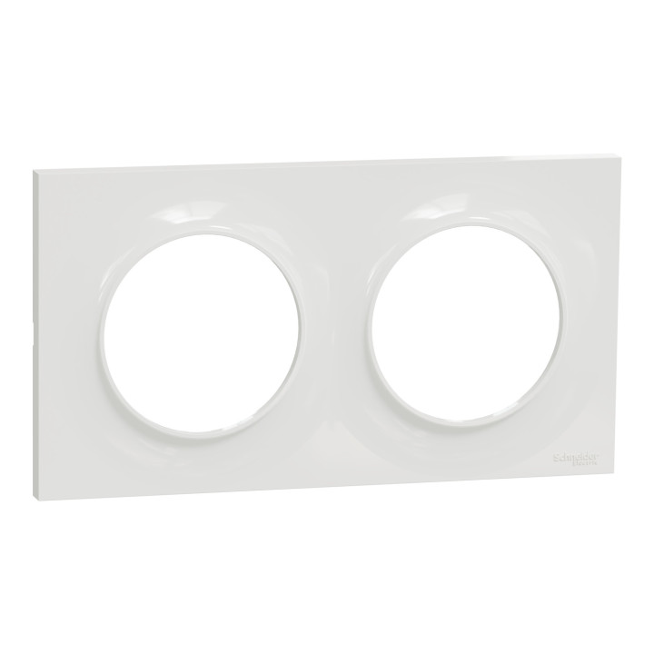Schneider - Odace - Styl - Plaque 2 postes - entraxe 71 mm - Blanc - Réf : S520704