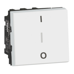 Legrand Mosaic - Interrupteur bipolaire avec borne pour repiquage neutre - 10AX 250V - blanc - Réf : 077050L