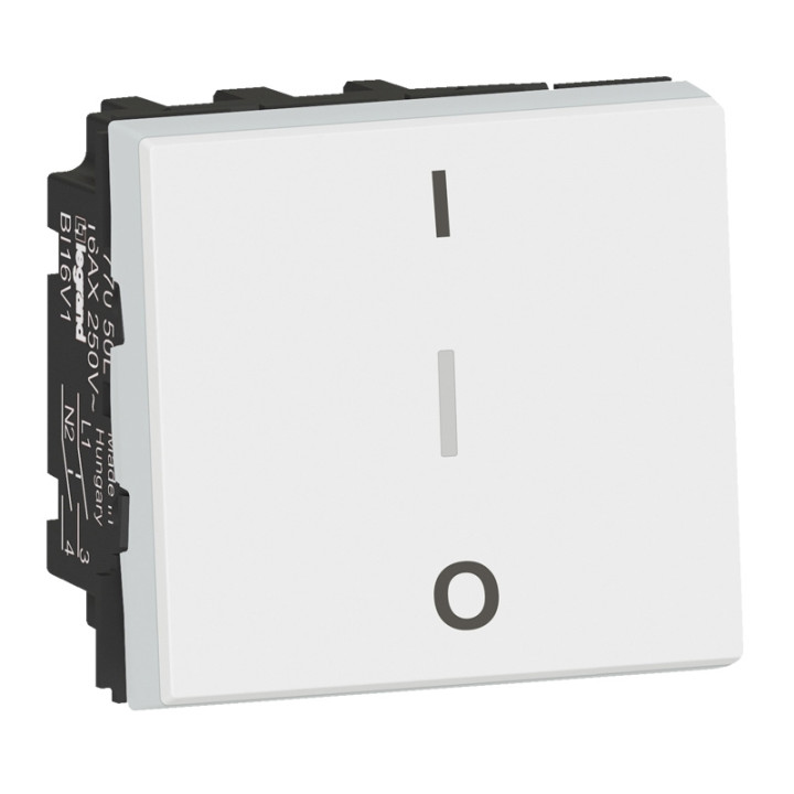 Legrand Mosaic - Interrupteur bipolaire avec borne pour repiquage neutre - 10AX 250V - blanc - Réf : 077050L