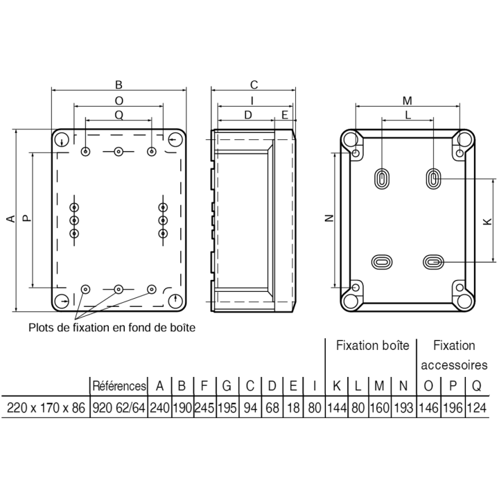 Legrand - Boîte de dérivation étanche IP55 - 220x170x86 - Réf : 092062