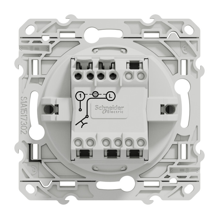 Schneider - Odace - Bouton poussoir - aluminium - lumineux LED bleu - 10A - 250V - Réf : S530276