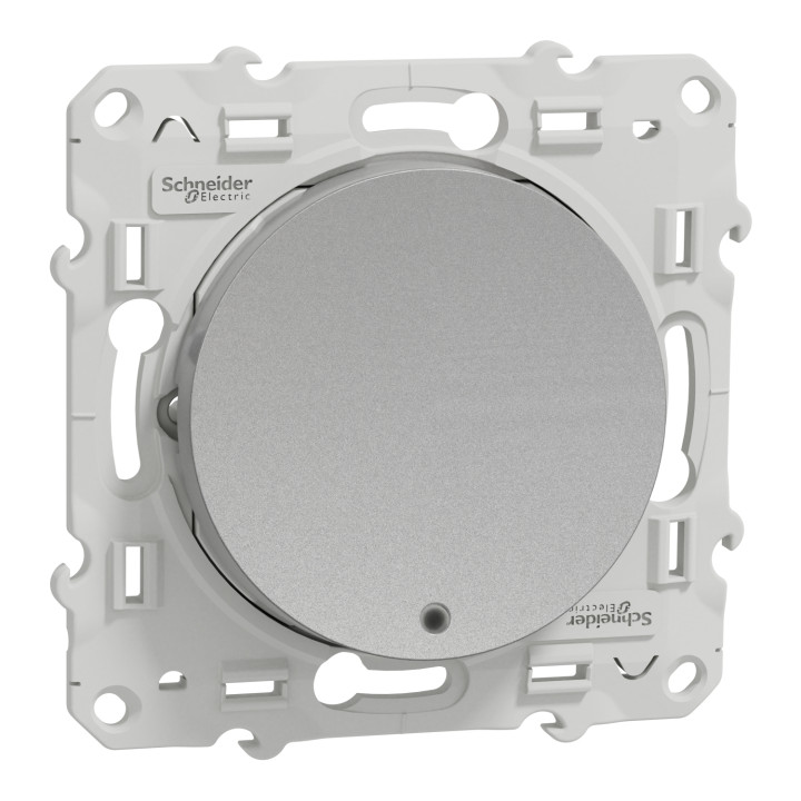 Schneider - Odace - Bouton poussoir - aluminium - lumineux LED bleu - 10A - 250V - Réf : S530276