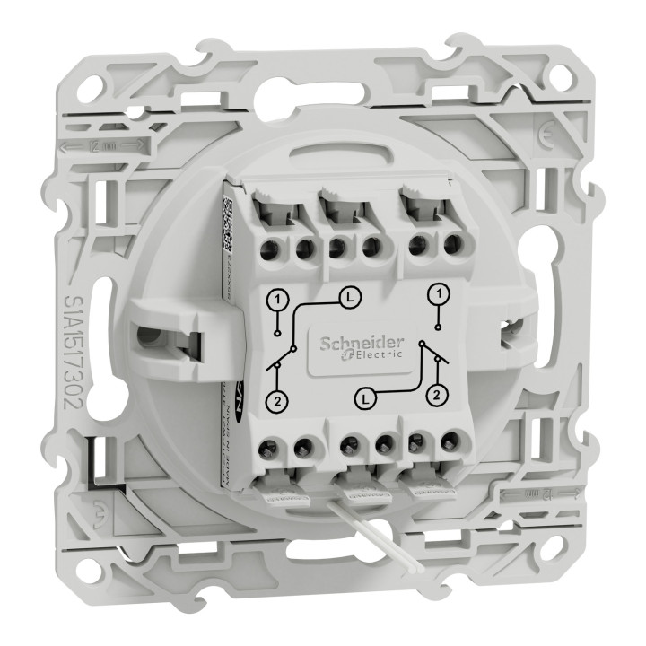 Schneider - Odace - Va et Vient Lumineux/Témoin Led + Va et vient - 10A - Blanc - Réf : S520273