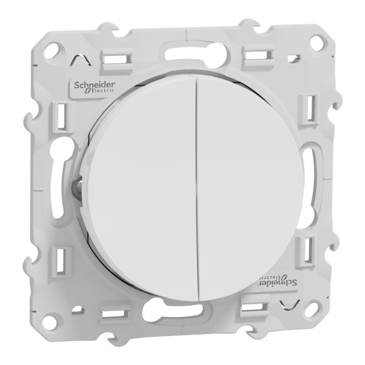 Schneider - Odace - Va et Vient Lumineux/Témoin Led + Va et vient - 10A - Blanc - Réf : S520273