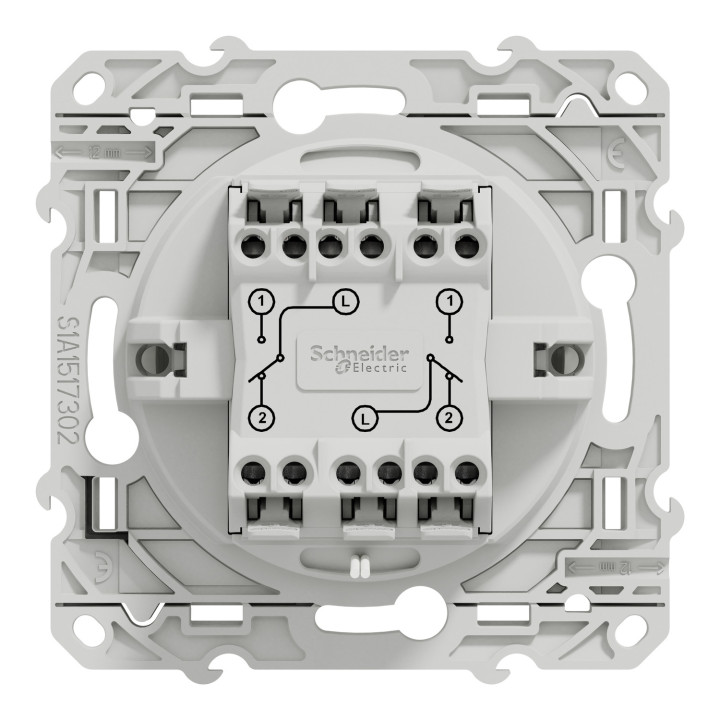Schneider - Odace - Va et Vient Lumineux/Témoin Led + Va et vient - 10A - Aluminium - Réf : S530273