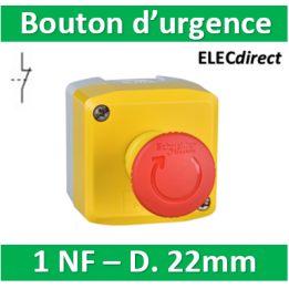 Schneider - boite jaune arrêt urgence rouge - pousser tourner - 1NF au repos - Ø40 - XALK178