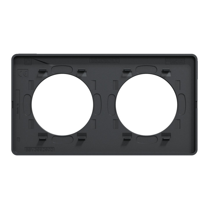 Schneider - Odace - Touch - Plaque 2 postes - entraxe 71 mm - Anthracite - Réf : S540804