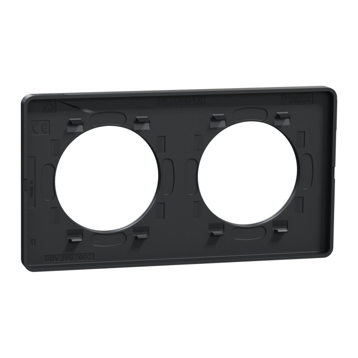 Schneider - Odace - Touch - Plaque 2 postes - entraxe 71 mm - Anthracite - Réf : S540804