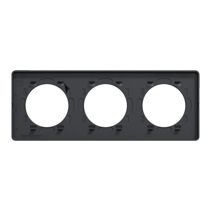Schneider - Odace - Touch - Plaque 3 postes - entraxe 71 mm - Anthracite - Réf : S540806