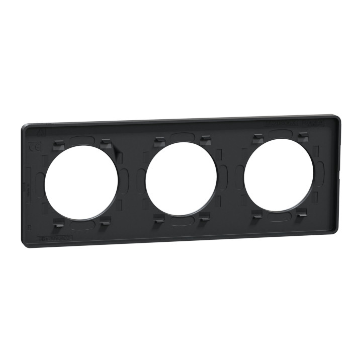 Schneider - Odace - Touch - Plaque 3 postes - entraxe 71 mm - Anthracite - Réf : S540806