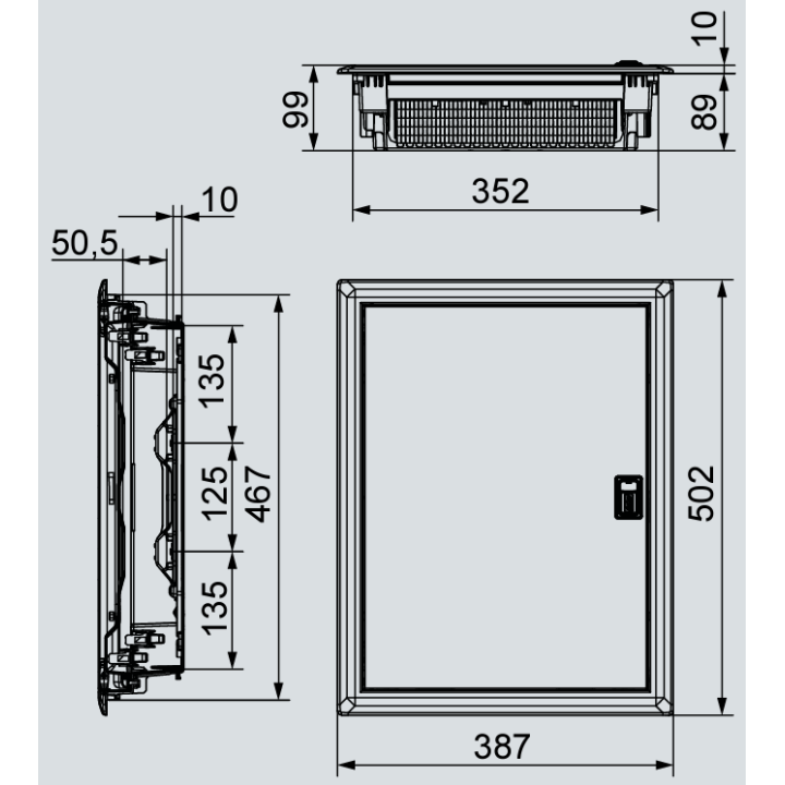 Digital electric - Coffret encastré vide - IP40 porte métal extra plate - 2 rangées - 28 mod - 07434