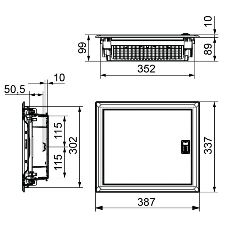 Digital electric - Coffret encastré vide - IP40 porte métal extra plate - 1 rangée - 14 mod - 07432