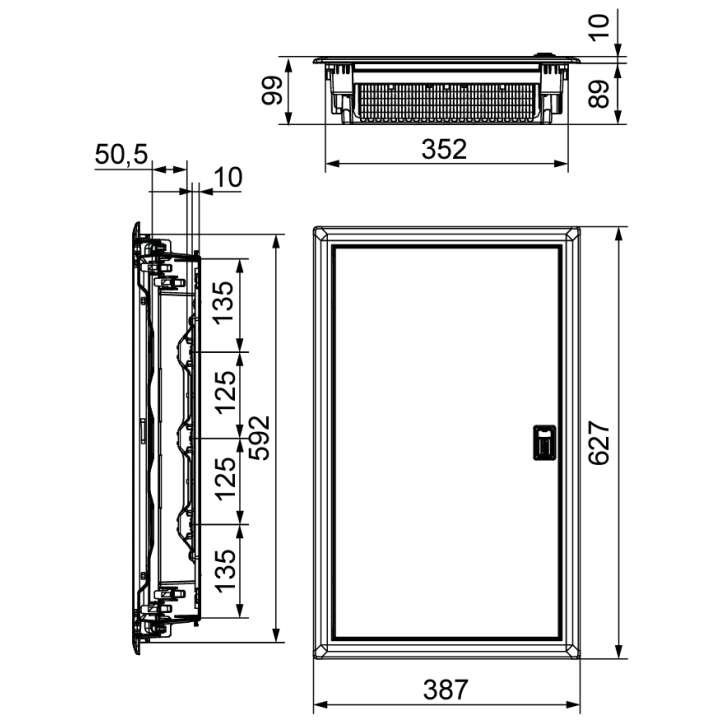 Digital Electric - Coffret encastré vide - IP40 porte métal extra plate - 3 rangées - 42 mod - 07436