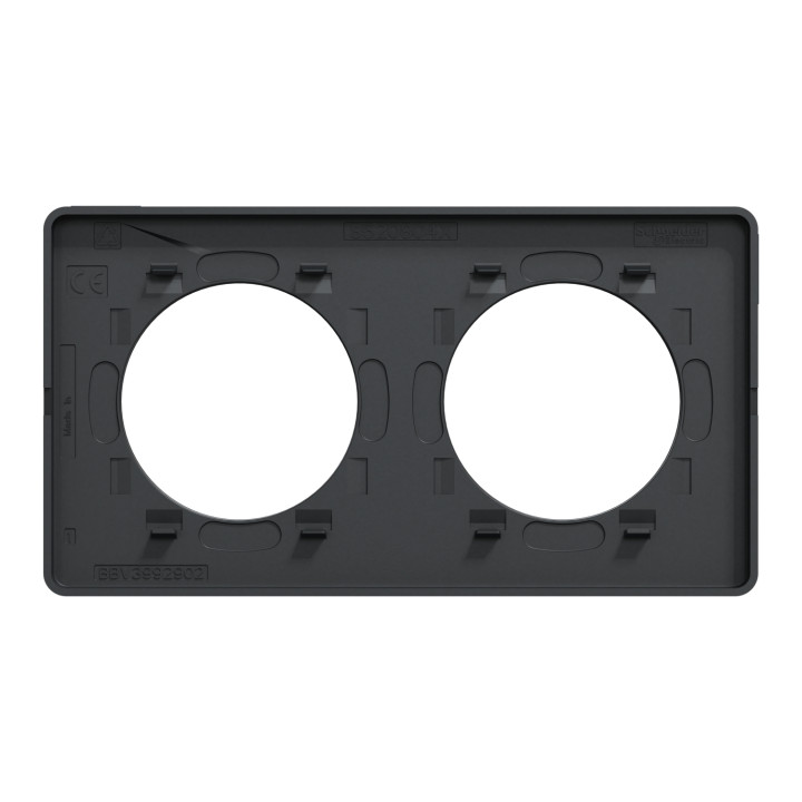 Schneider - Odace - Touch - Plaque 2 postes - entraxe 71 mm - ALU brossé avec liseré anthracite - Réf : S540804J