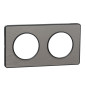 Schneider - Odace - Touch - Plaque 2 postes - entraxe 71 mm - ALU brossé avec liseré anthracite - Réf : S540804J