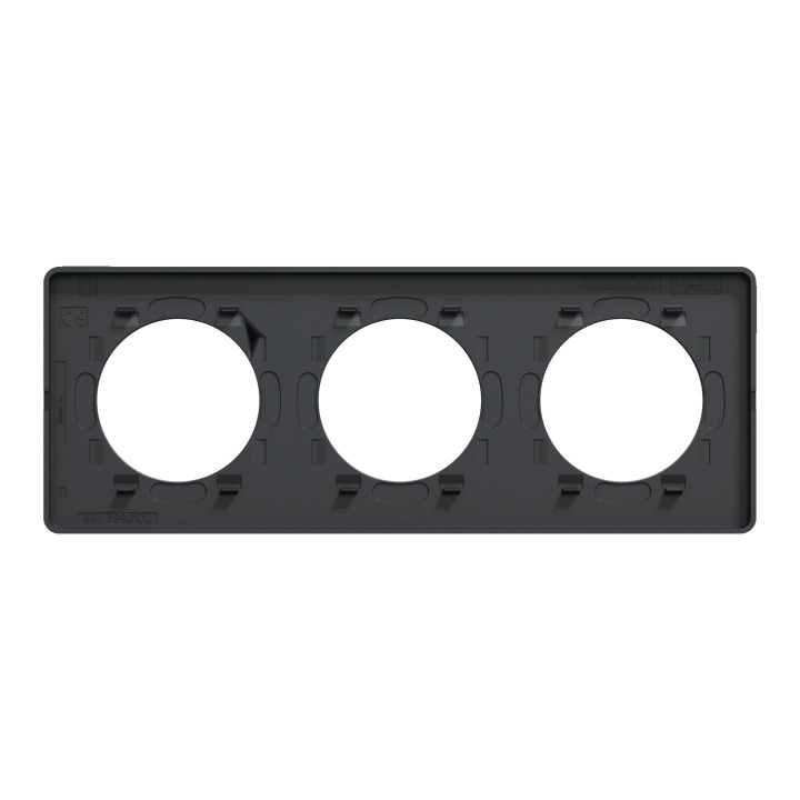 Schneider - Odace - Touch - Plaque 3 postes - entraxe 71 mm - ALU brossé avec liseré anthracite - Réf : S540806J