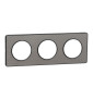 Schneider - Odace - Touch - Plaque 3 postes - entraxe 71 mm - ALU brossé avec liseré anthracite - Réf : S540806J