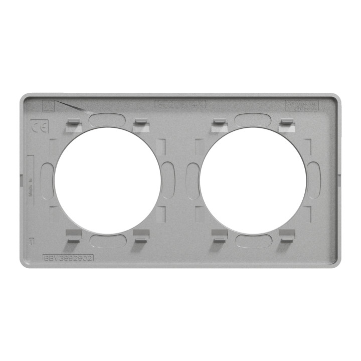 Schneider - Odace - Touch - Plaque 2 postes - entraxe 71 mm - Aluminium - Réf : S530804