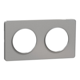 Schneider - Odace - Touch - Plaque 2 postes - entraxe 71 mm - Aluminium - Réf : S530804