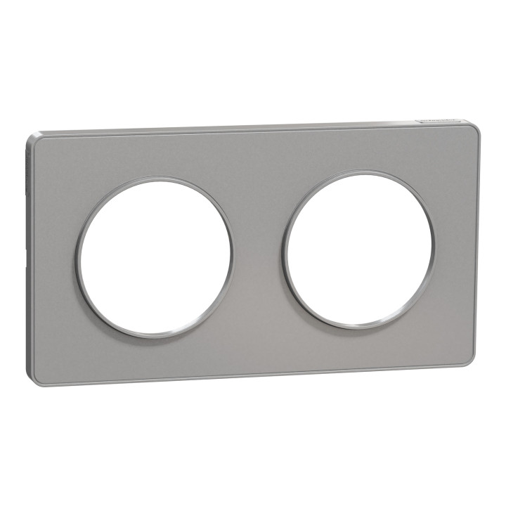 Schneider - Odace - Touch - Plaque 2 postes - entraxe 71 mm - Aluminium - Réf : S530804