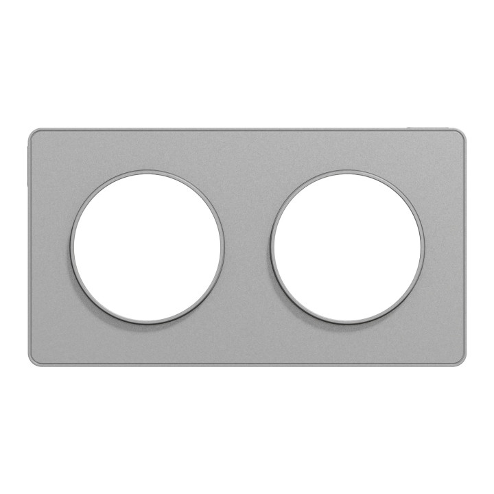 Schneider - Odace - Touch - Plaque 2 postes - entraxe 71 mm - Aluminium - Réf : S530804
