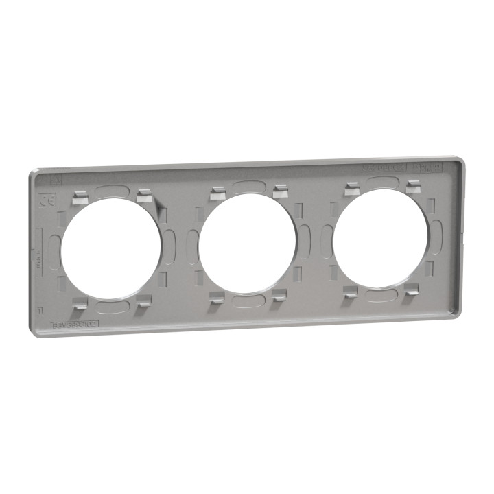 Schneider - Odace - Touch - Plaque 3 postes - entraxe 71 mm - Aluminium - Réf : S530806