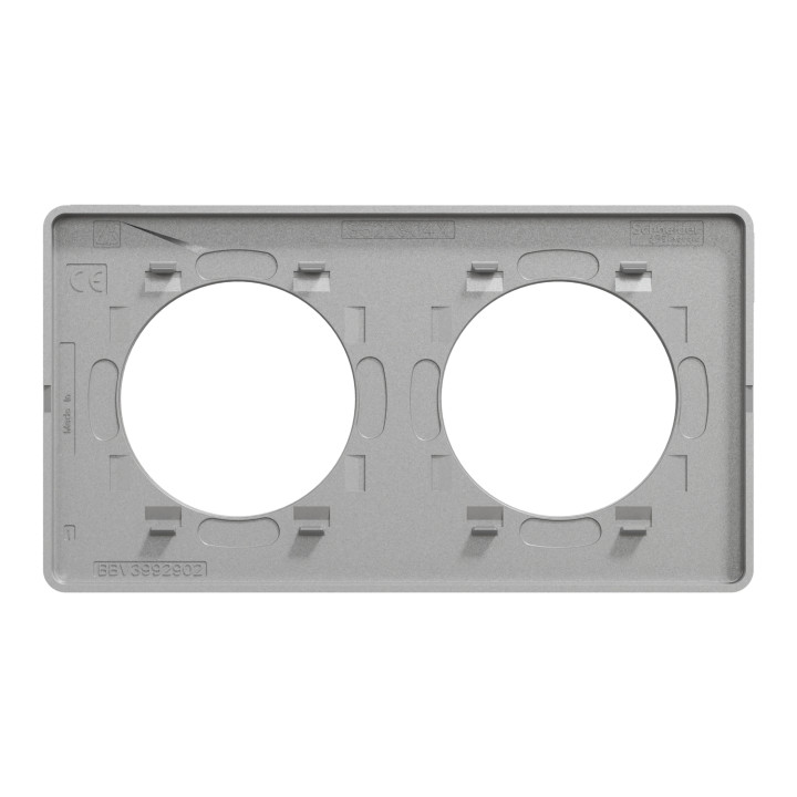 Schneider - Odace - Touch - Plaque 2 postes - entraxe 71 mm - ALU brossé - Réf : S530804J