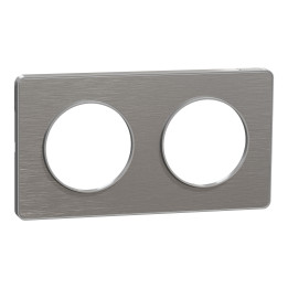 Schneider - Odace - Touch - Plaque 2 postes - entraxe 71 mm - ALU brossé - Réf : S530804J