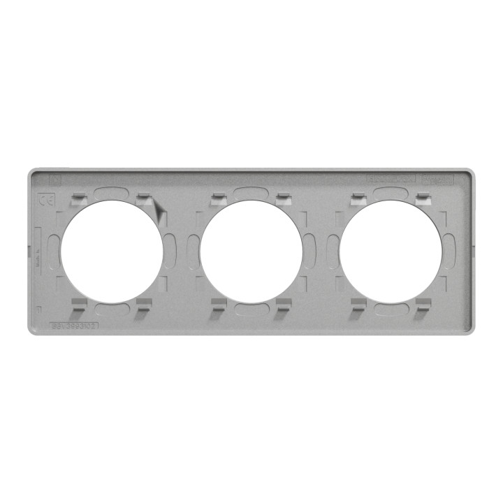 Schneider - Odace - Touch - Plaque 3 postes - entraxe 71 mm - ALU brossé - Réf : S530806J