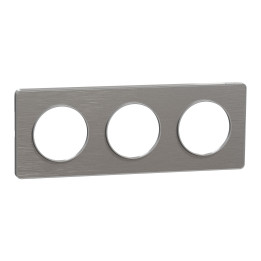 Schneider - Odace - Touch - Plaque 3 postes - entraxe 71 mm - ALU brossé - Réf : S530806J