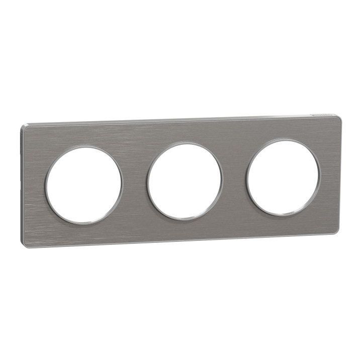 Schneider - Odace - Touch - Plaque 3 postes - entraxe 71 mm - ALU brossé - Réf : S530806J