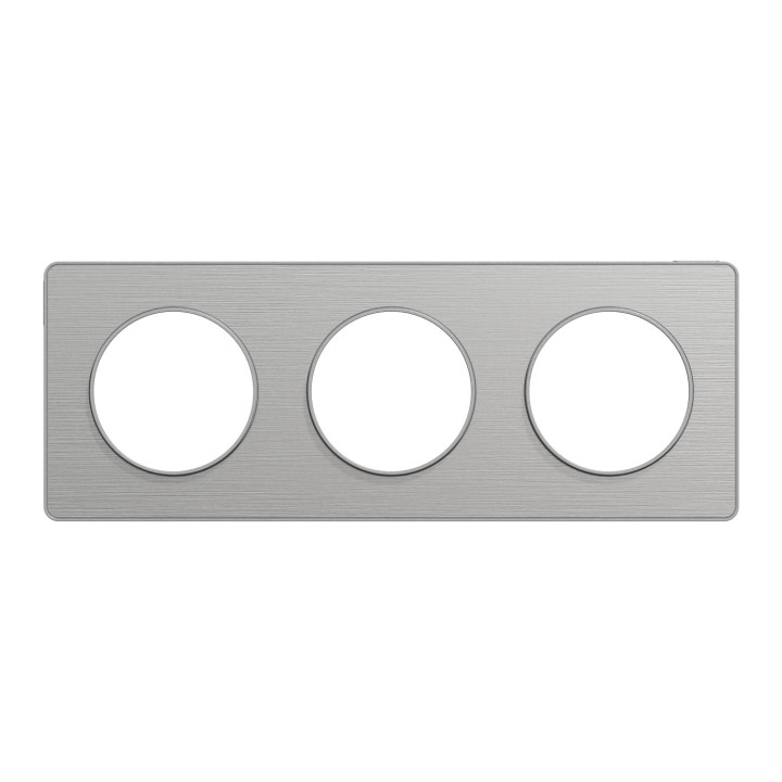 Schneider - Odace - Touch - Plaque 3 postes - entraxe 71 mm - ALU brossé - Réf : S530806J