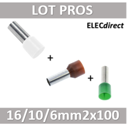 Embout de câblage Blanc 16mm2 x100 / 10mm2x100 / 6mm2x100 - 41056+41055+41054