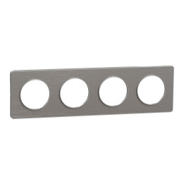 Schneider Odace - Plaque 4 postes entraxe 71 mm - Hor/vert - ALU brossé Touch - Réf.: S530808J