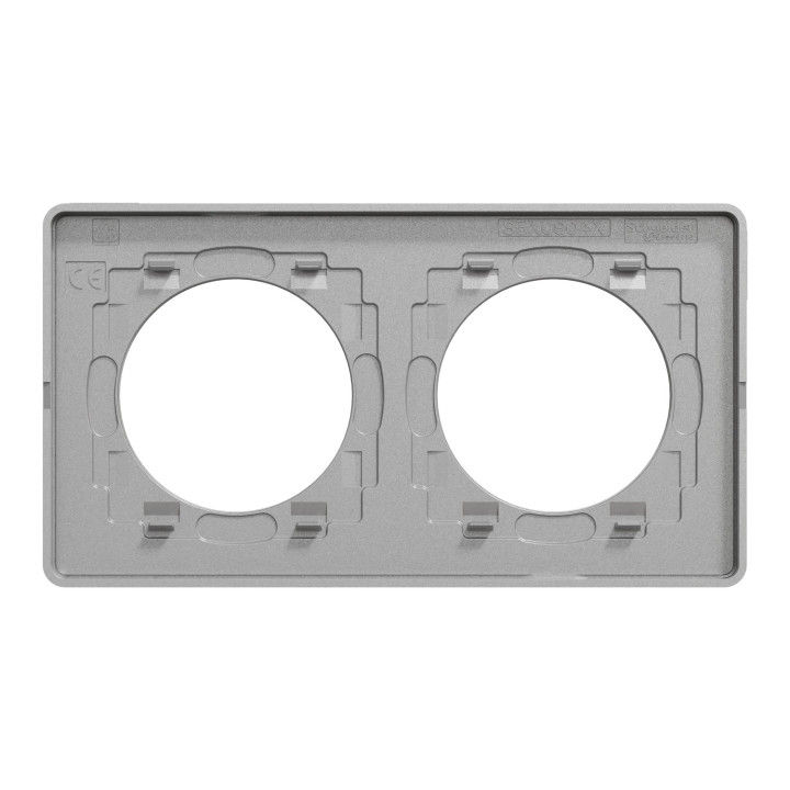 Schneider - Odace - Touch - Plaque 2 postes - entraxe 71 mm - ALU finition ardoise - Réf : S530804V