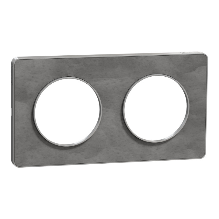 Schneider - Odace - Touch - Plaque 2 postes - entraxe 71 mm - ALU finition ardoise - Réf : S530804V