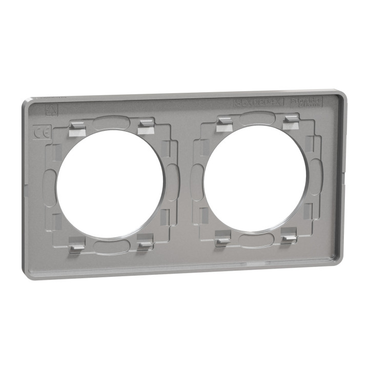 Schneider - Odace - Touch - Plaque 2 postes - entraxe 71 mm - ALU finition ardoise - Réf : S530804V