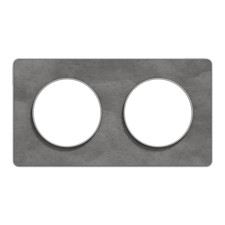 Schneider - Odace - Touch - Plaque 2 postes - entraxe 71 mm - ALU finition ardoise - Réf : S530804V