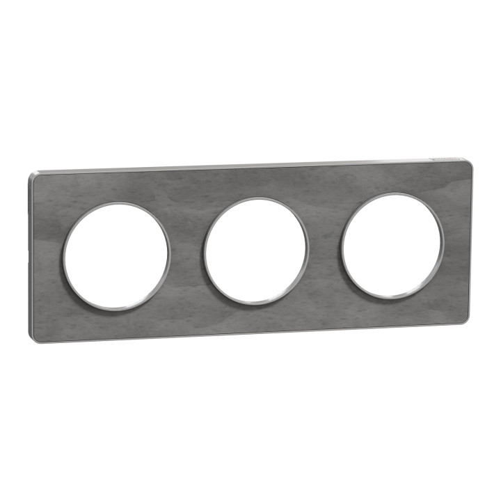 Schneider - Odace - Touch - Plaque 3 postes - entraxe 71 mm - ALU finition ardoise - Réf : S530806V