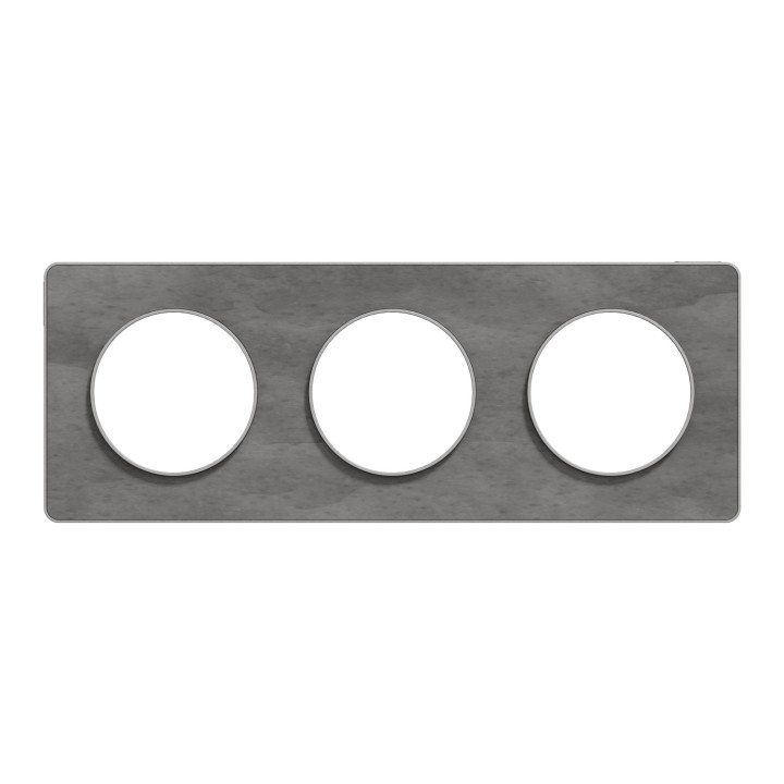 Schneider - Odace - Touch - Plaque 3 postes - entraxe 71 mm - ALU finition ardoise - Réf : S530806V