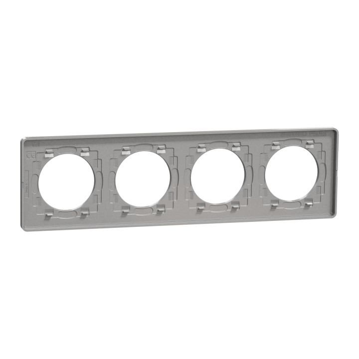 Schneider - Odace - Touch - Plaque 4 postes - entraxe 71 mm - ALU finition ardoise - Réf : S530808V