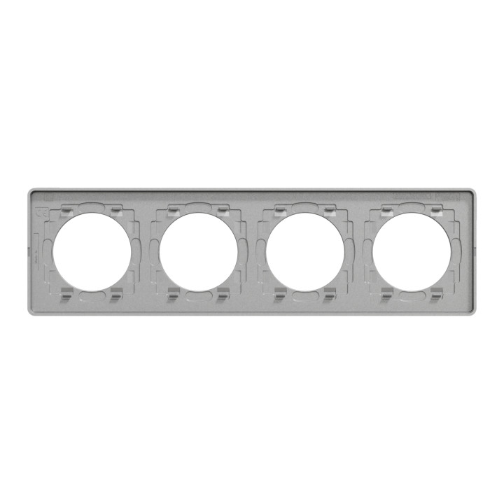 Schneider - Odace - Touch - Plaque 4 postes - entraxe 71 mm - ALU finition ardoise - Réf : S530808V