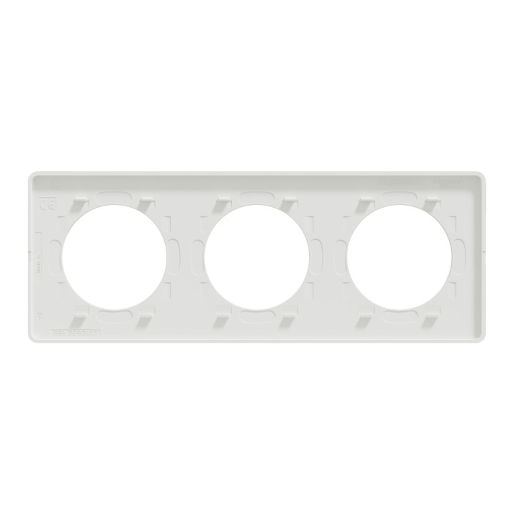 Schneider - Odace - Touch - Plaque 3 postes - entraxe 71 mm - Blanc - Réf : S520806
