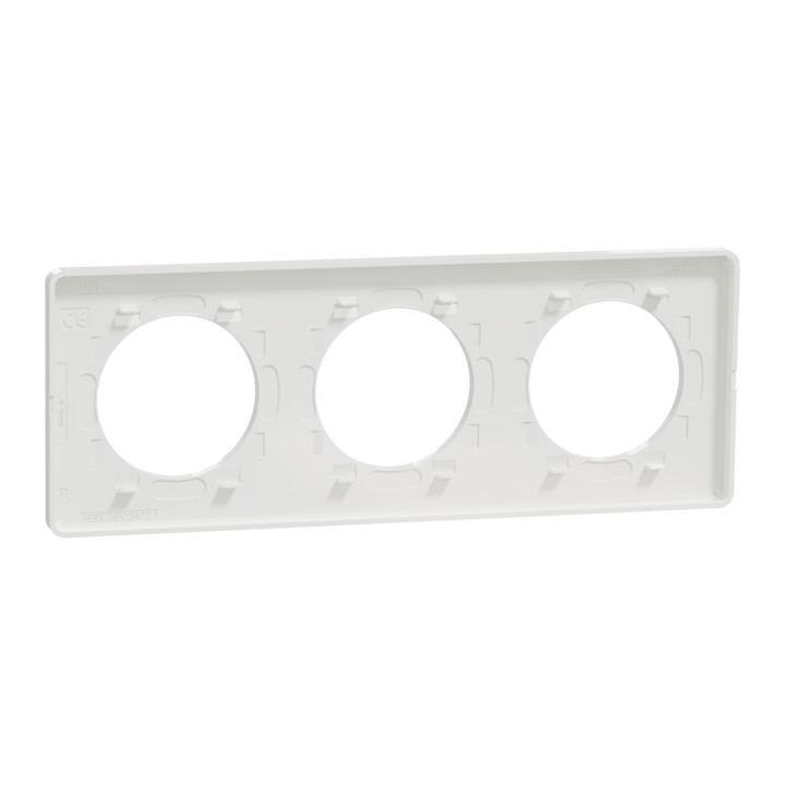 Schneider - Odace - Touch - Plaque 3 postes - entraxe 71 mm - Blanc - Réf : S520806