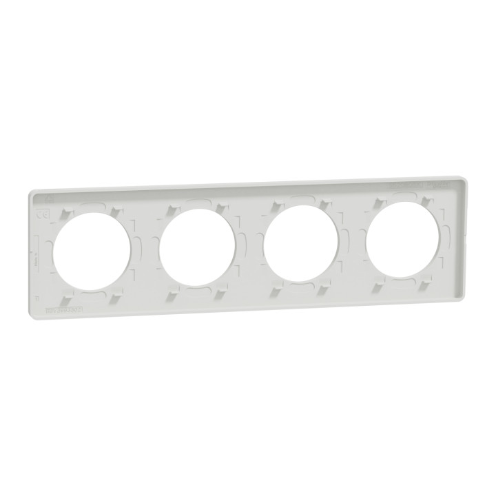 Schneider - Odace - Touch - Plaque 4 postes - entraxe 71 mm - Blanc - Réf : S520808