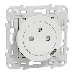 Schneider - Odace - Prise de courant Affleurante + USB Type C - Réf : S520089