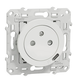 Schneider - Odace - Prise de courant Affleurante + USB Type C - Réf : S520089