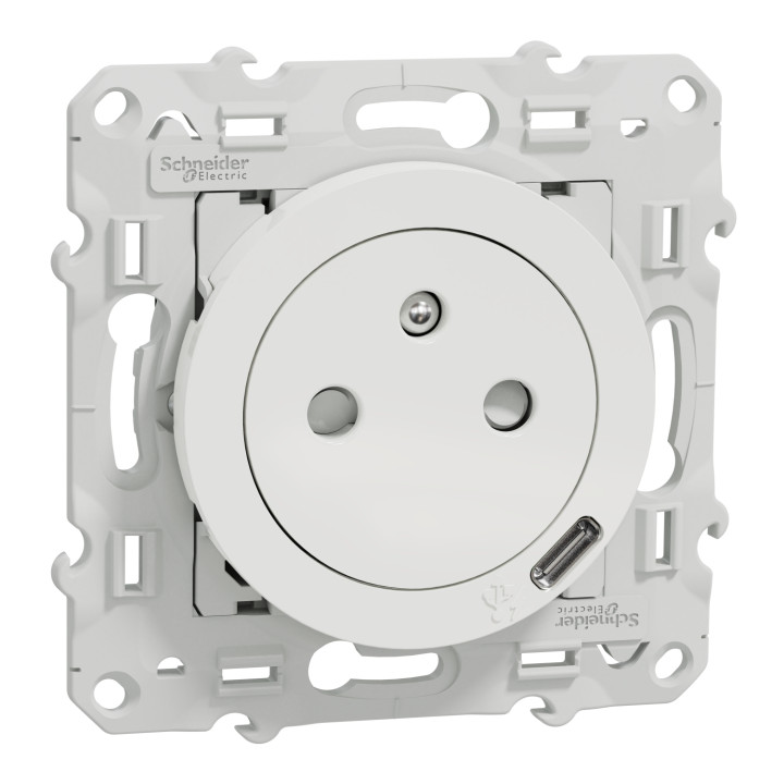 Schneider - Odace - Prise de courant Affleurante + USB Type C - Réf : S520089