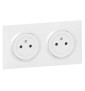 Legrand Dooxie - Prise de courant 2x2P+T 16A pré-câblé + plaque - Blanc - 600332-600802